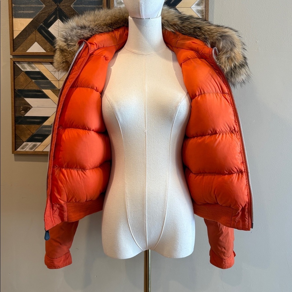 Vintage Ralph Lauren Orange Down Puffer with Coyote Fur Trim size Small *As-Is* - Picture 12 of 15